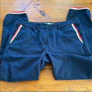 Boden Navy Crop Pants with Red and White Accents